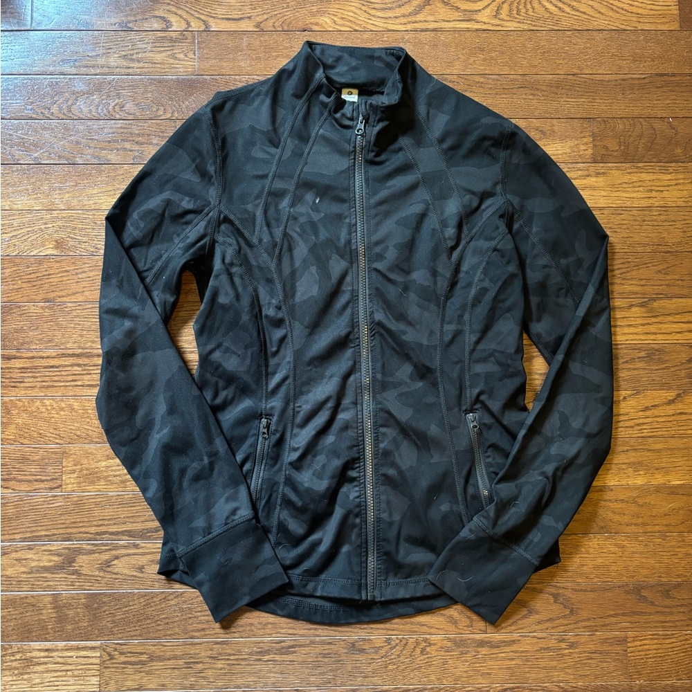 90 Degree By Reflex Black Camo Lightweight Zip Shirt Jacket